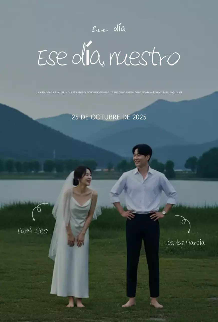 Invitación de boda de naturaleza azul