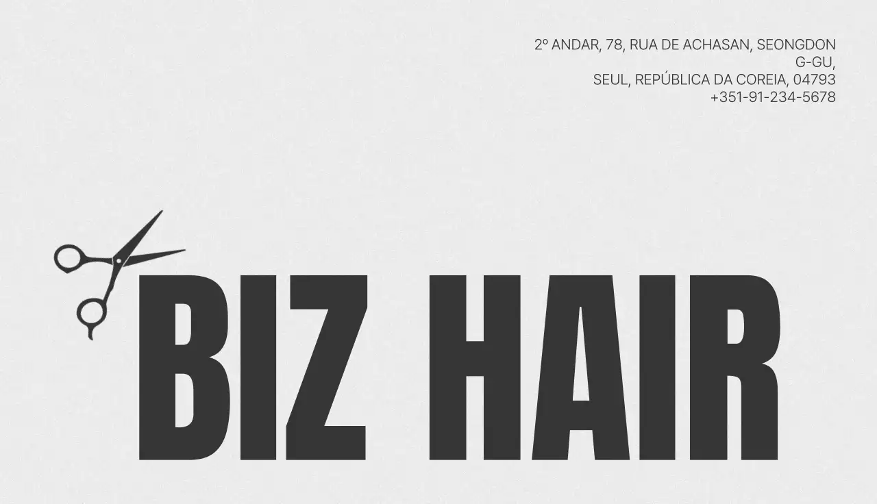 Cartão de Visita Cinza Simples para Salão de Beleza