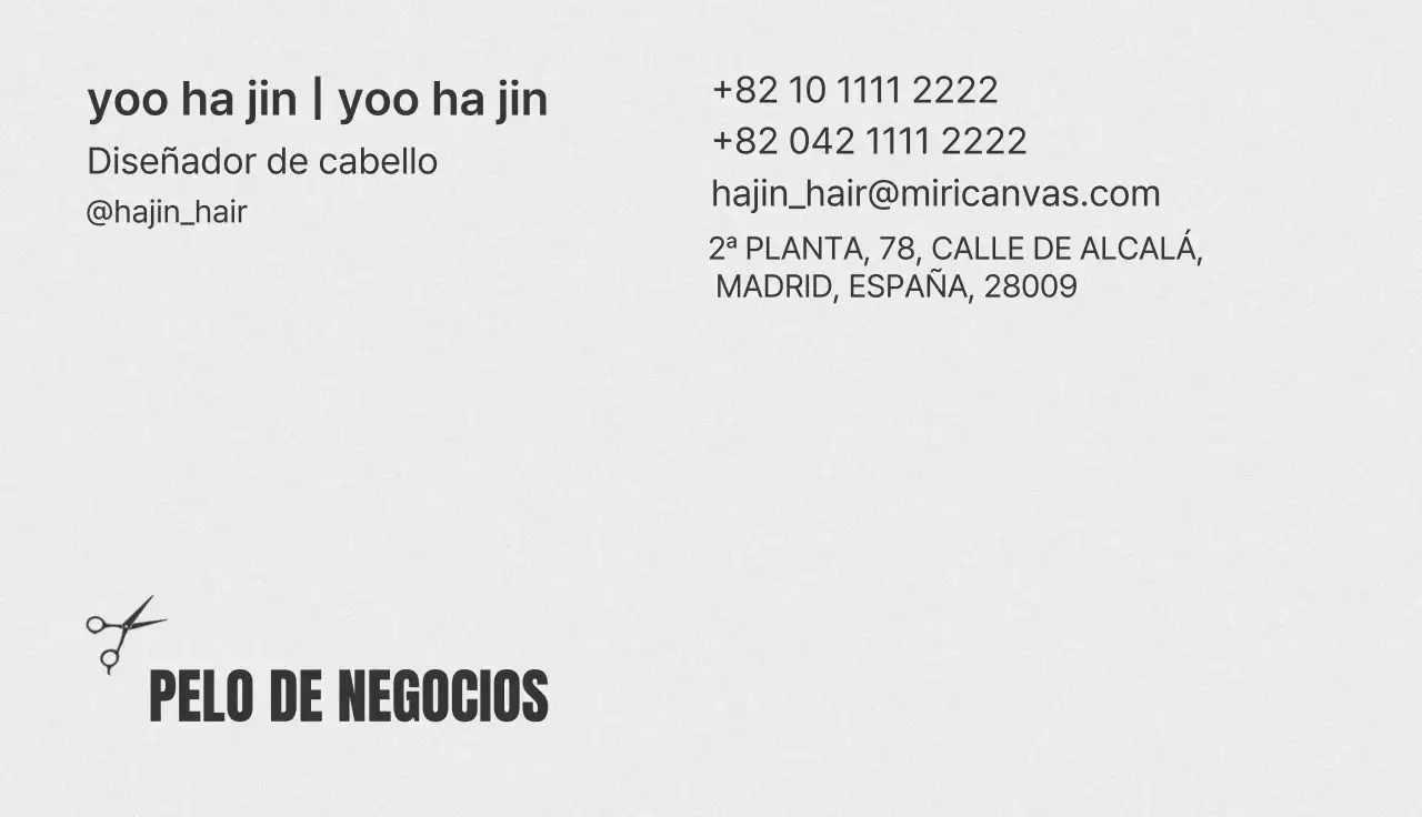 Tarjeta de presentación sencilla de salón de belleza en color gris