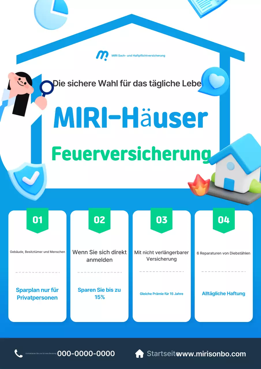 Blaue moderne Versicherungsanzeige