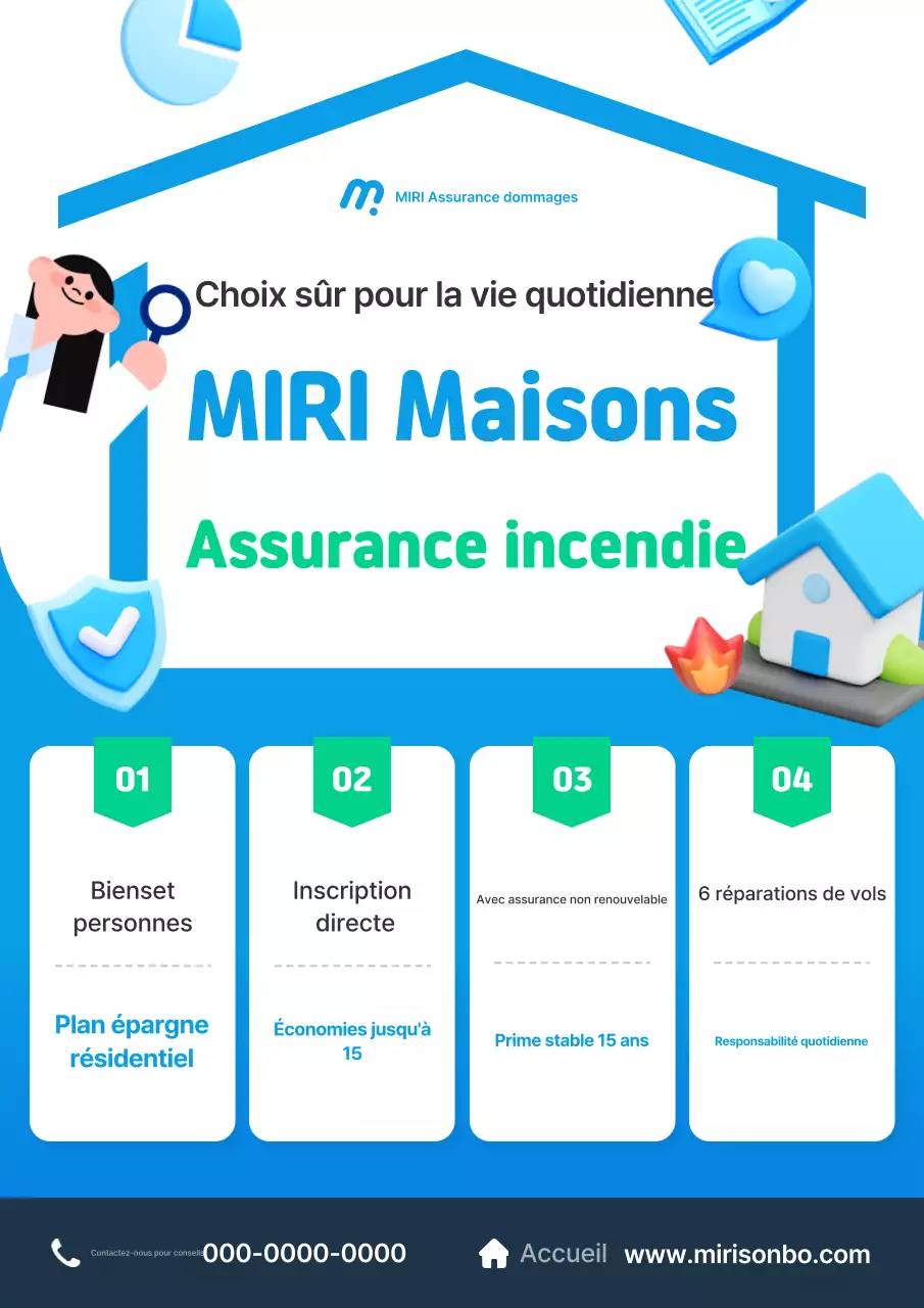 Publicité d'assurance moderne bleue