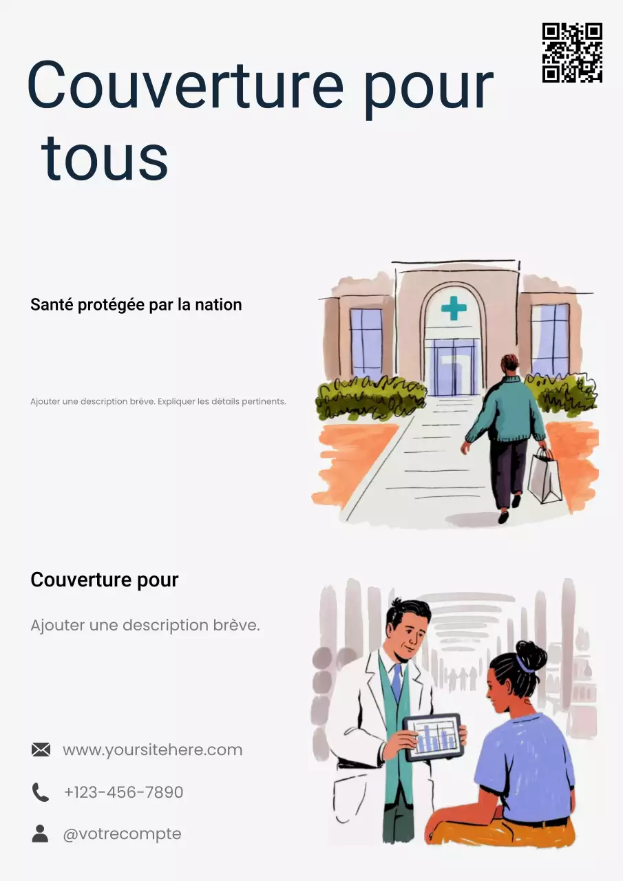 Affiche d'annonce de soins de santé modernes et blancs