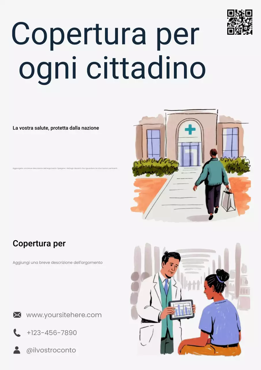 Manifesto pubblicitario moderno bianco per l'assistenza sanitaria