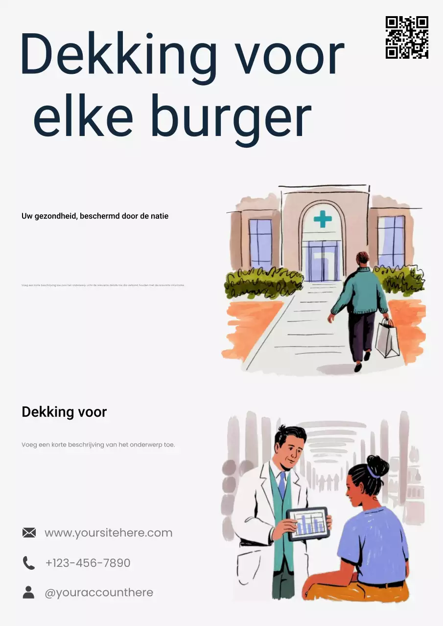 Witte poster met aankondiging over moderne gezondheidszorg