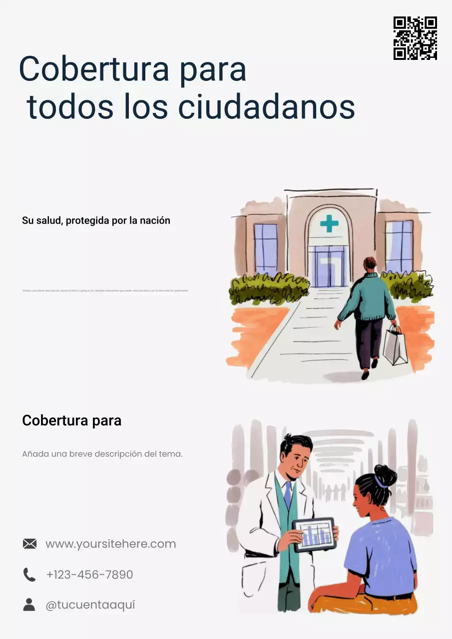 Cartel de anuncio de atención médica moderno y blanco