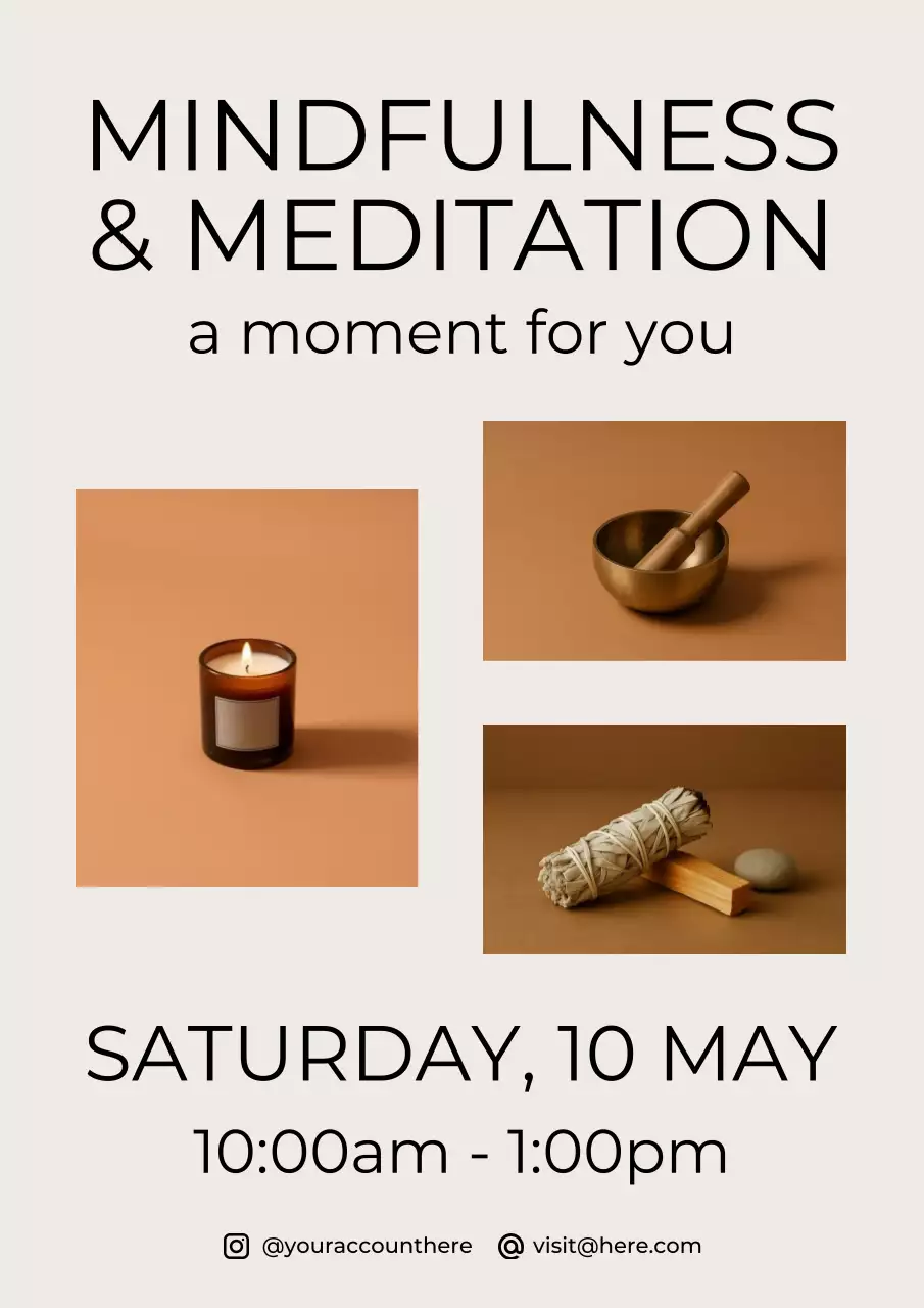 Beige Minimal Meditation Event Poster