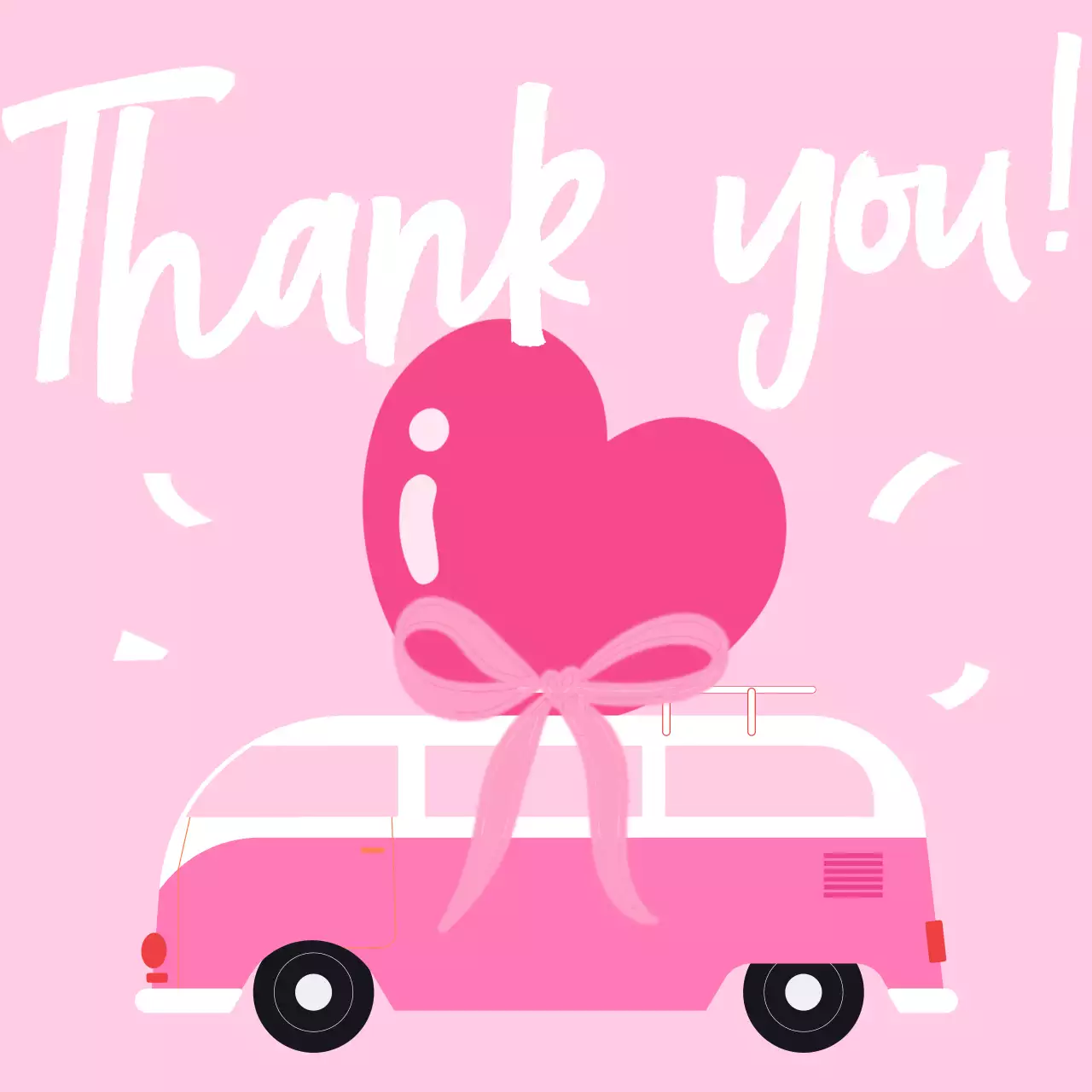 핑크 아기자기한 감사 엽서