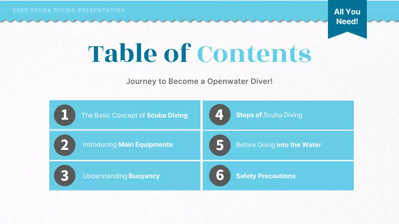 Scuba diving training introduction with light blue ocean illustration concept