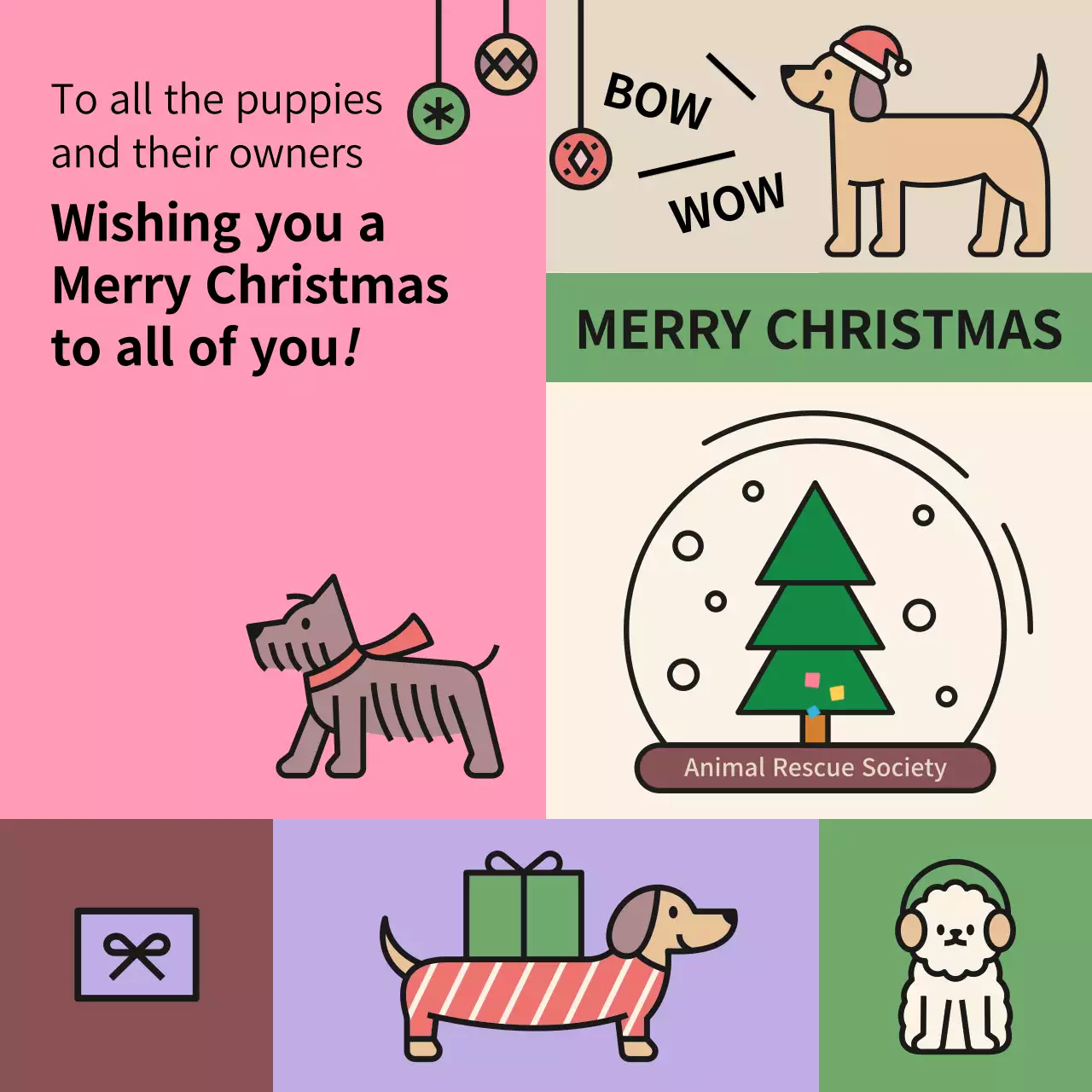 핑크 심플 크리스마스 인사말 카드 소셜 미디어 게시물