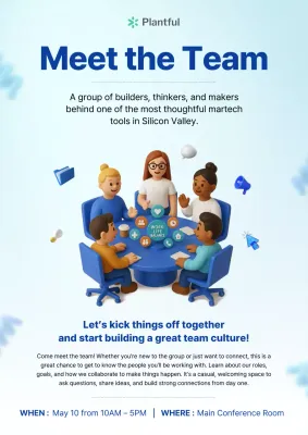 Blue Modern 3D Team Meeting Event Poster
