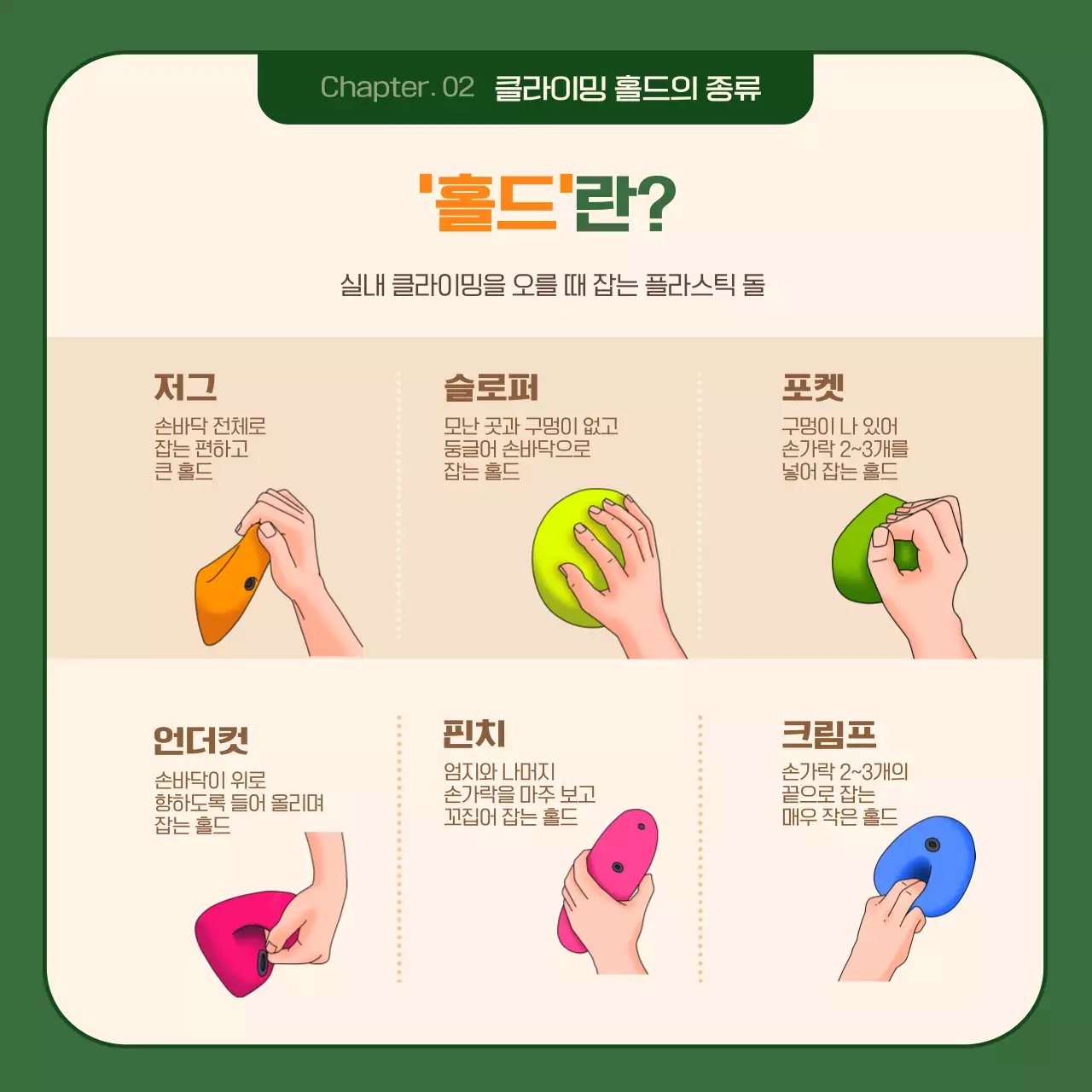 차분한 다크그린톤의 배경 프레임이 깔끔한 21세기 최고의 취미 클라이밍