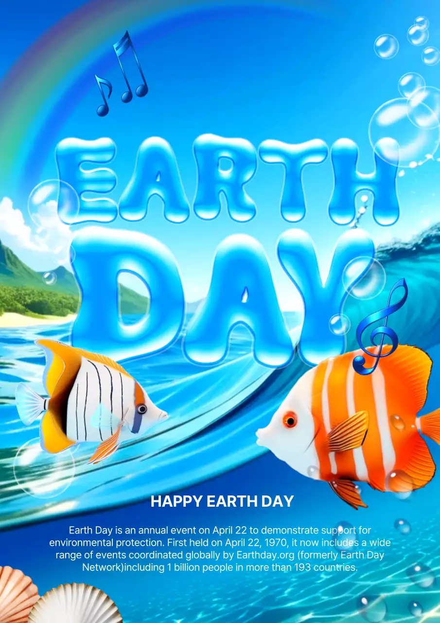 Blue Modern Earth Day Promotion Poster