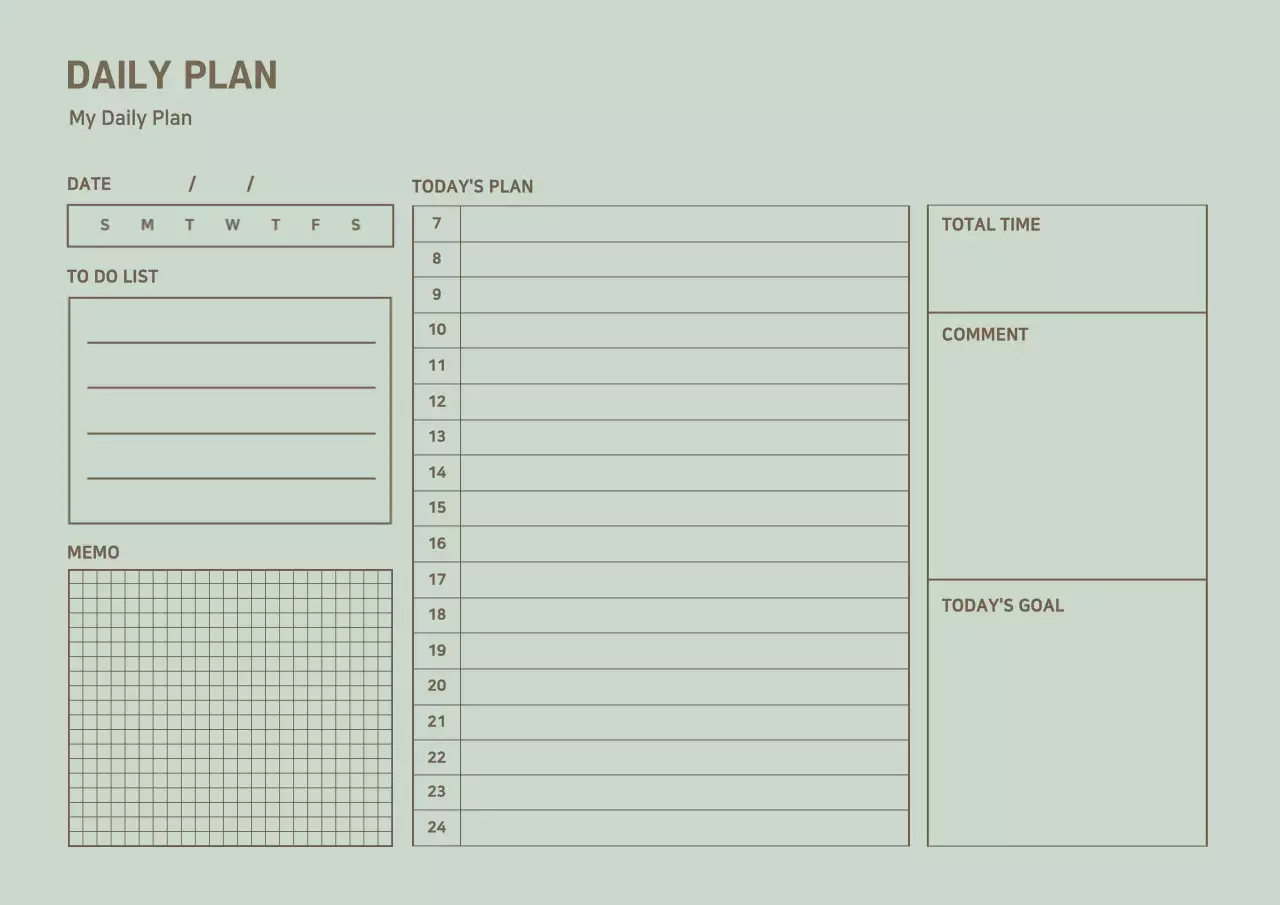 Mint Minimal Daily Planner Schedule Poster