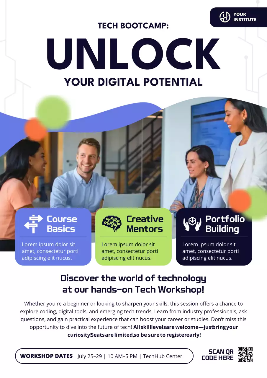 Blue Modern Tech Workshop Promotion Poster