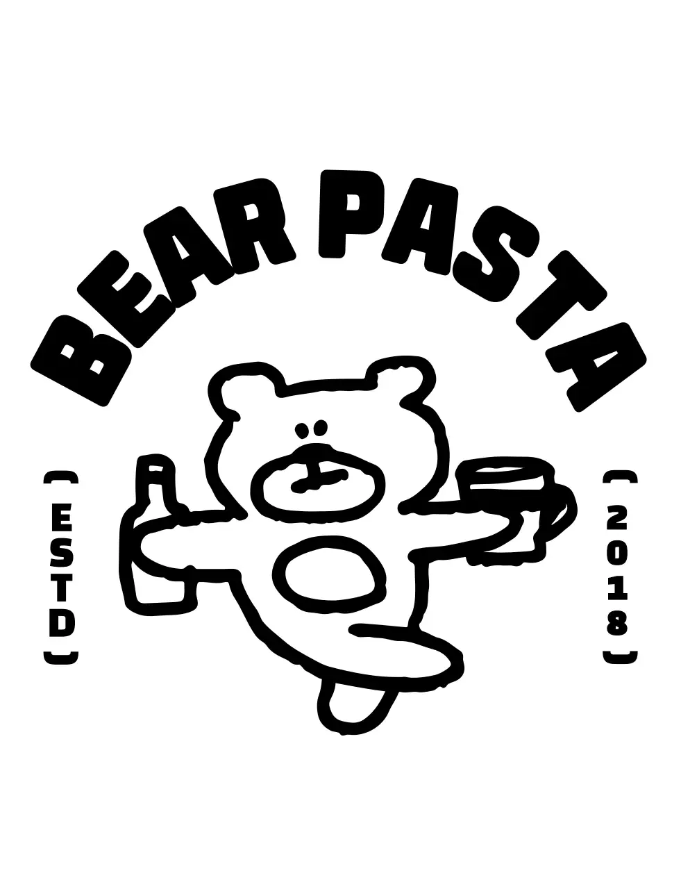 귀여운 곰돌이 일러스트가 들어간 앰블럼 로고 스타일의 펍 정보 안내 및 서비스용 