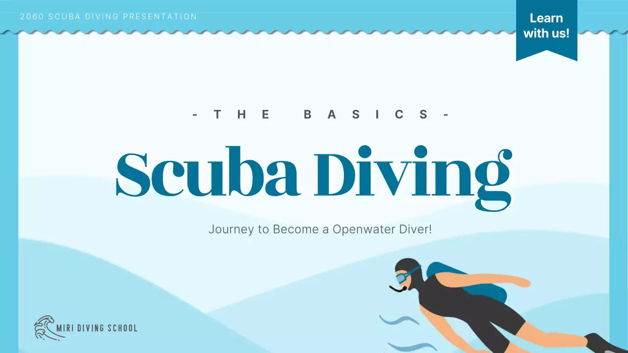 Scuba diving training introduction with light blue ocean illustration concept