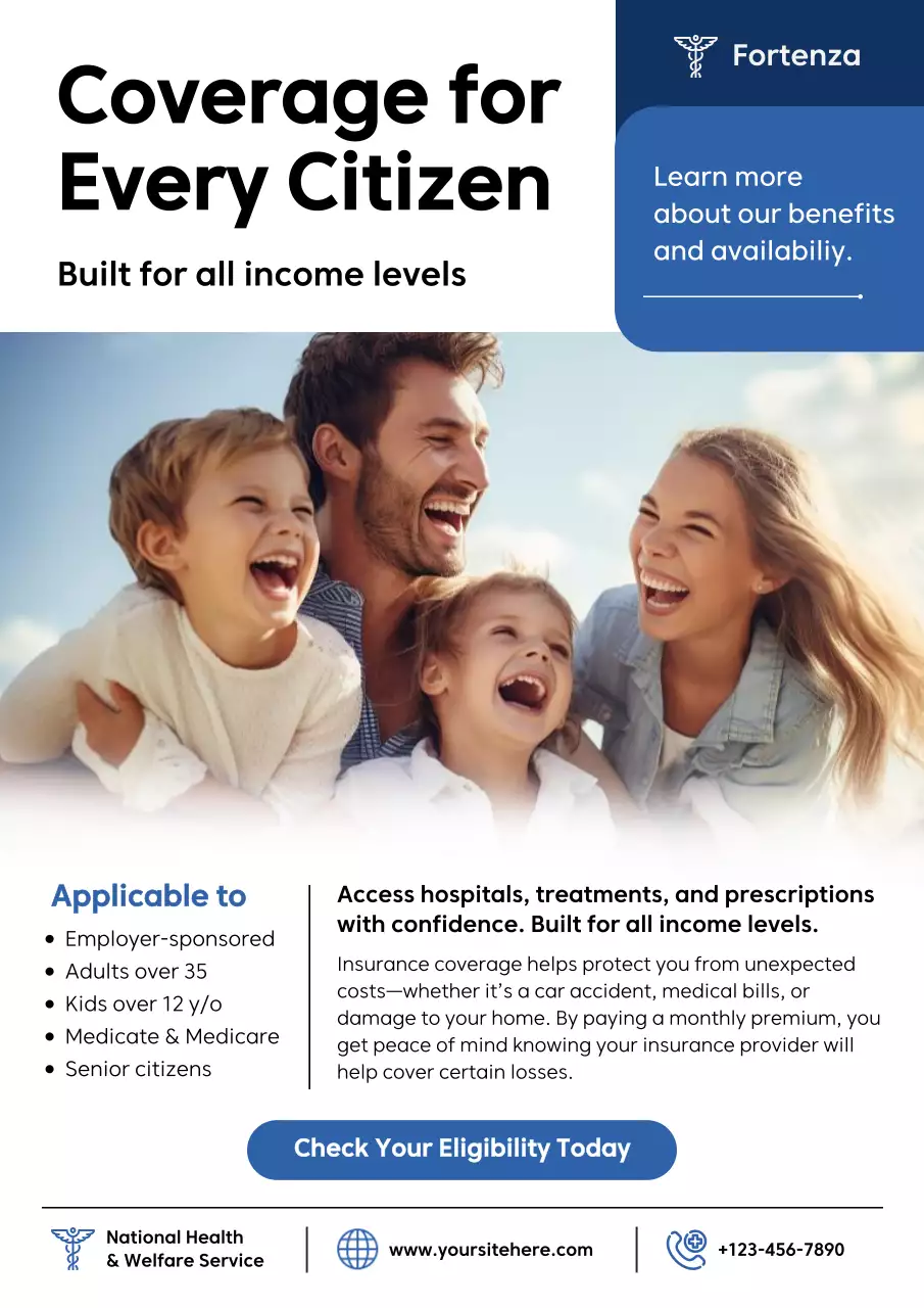 Blue Simple Insurance Advertisement Poster