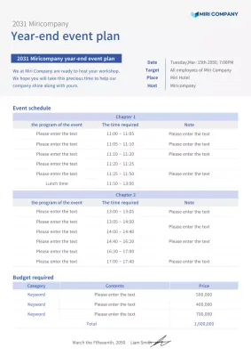 A simple closing ceremony proposal in muted grays and blues