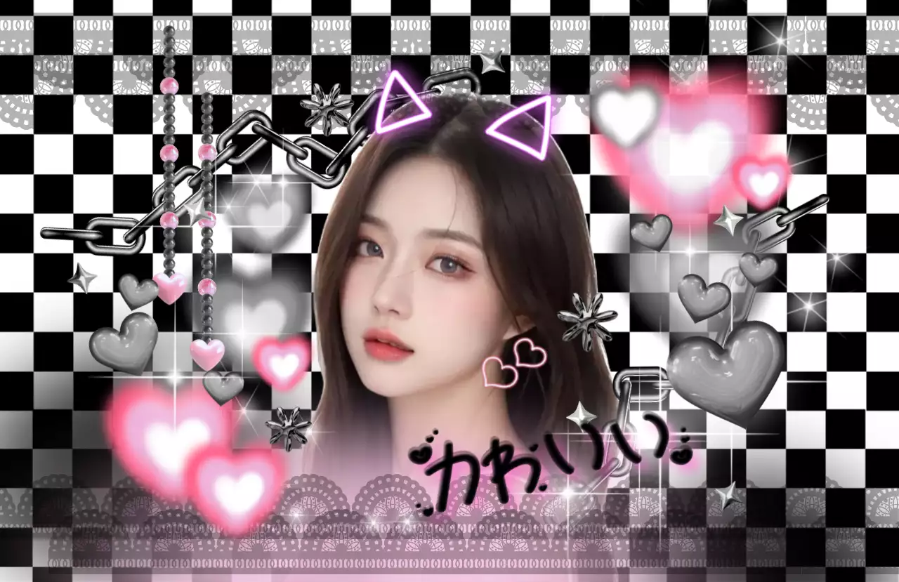 黒 かわいい ダークガーリーフリクラ