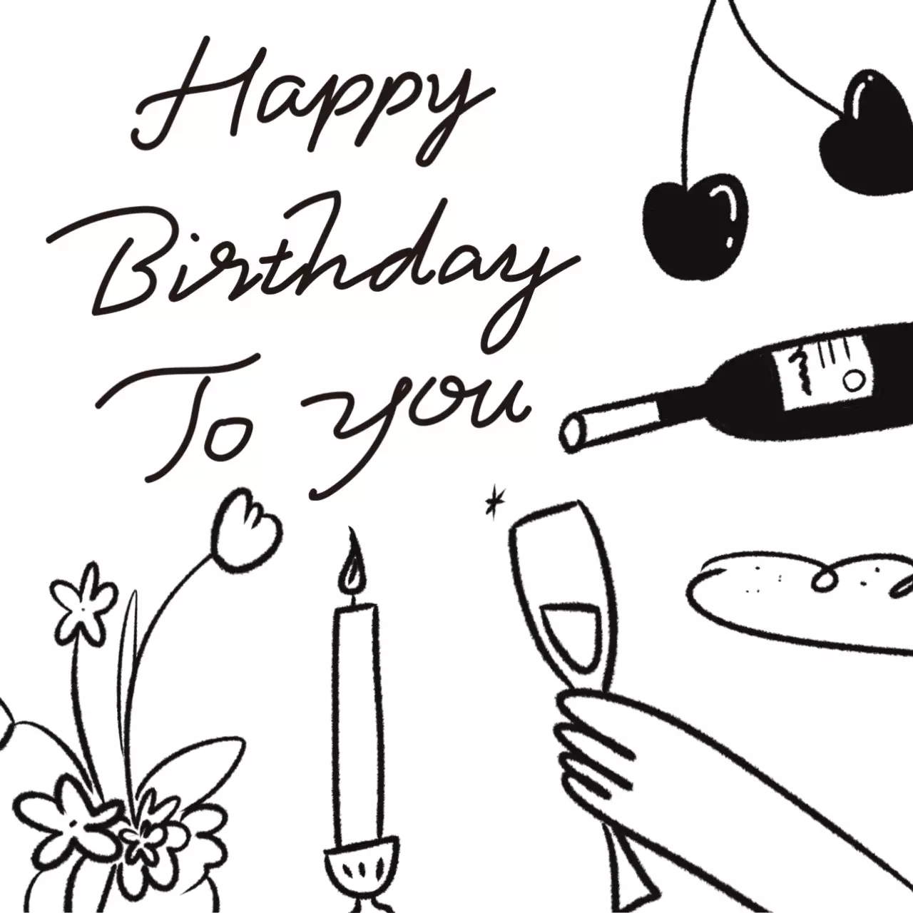 흑백 심플 생일 축하 감사 축제