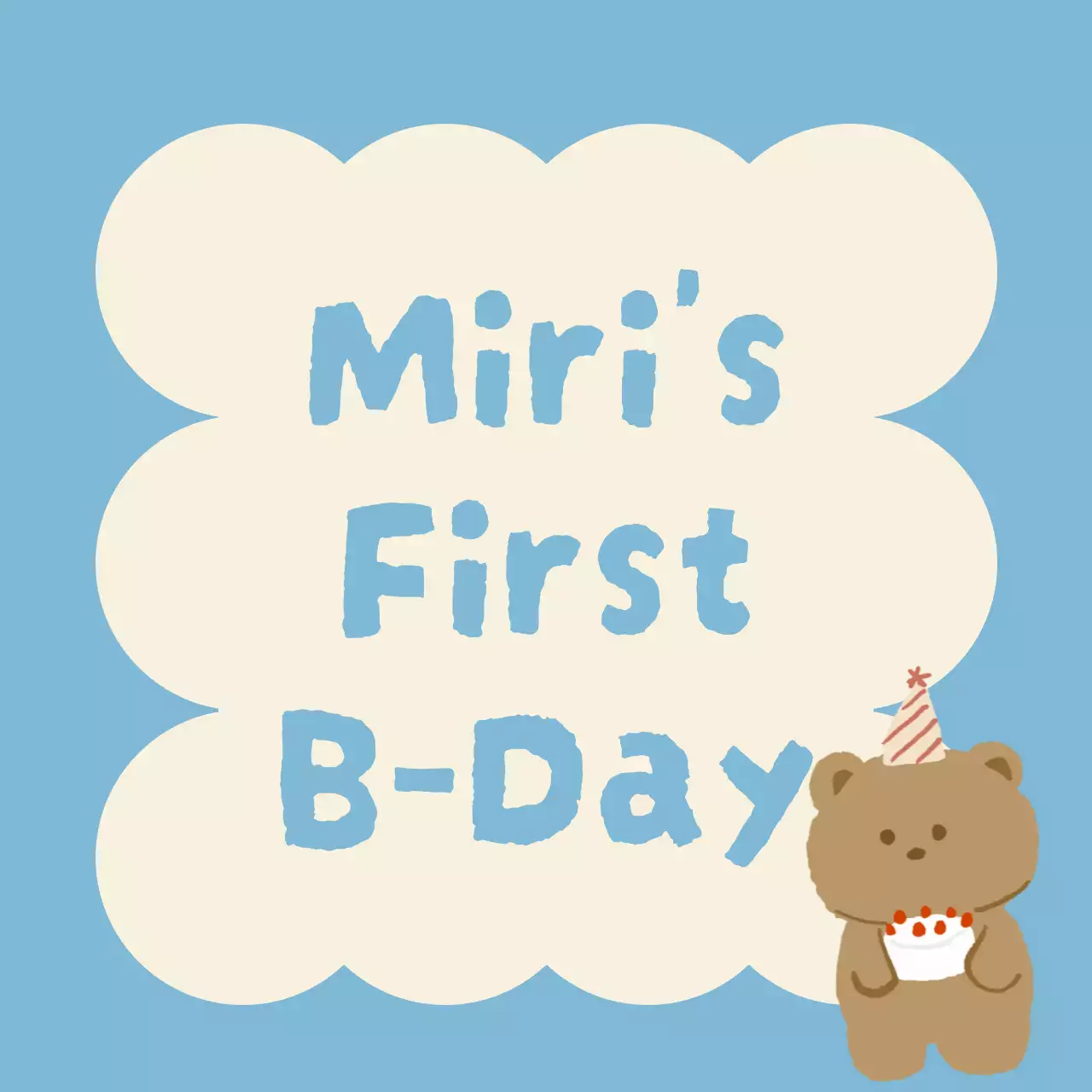 하늘색 아기자기한 돌잔치 굿즈 생일 축하 감사 초대장 답례품 스티커