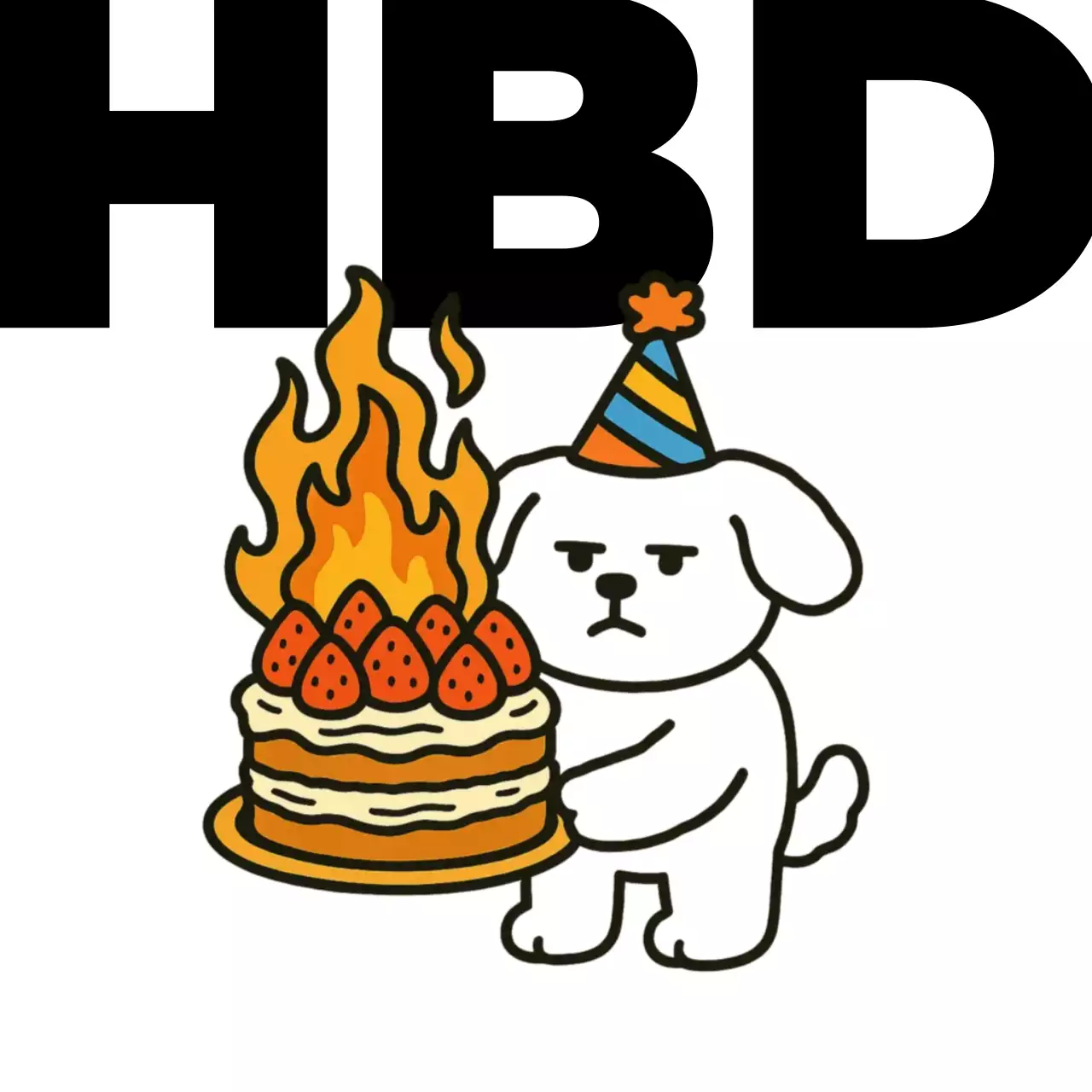 검정 병맛 생일 축제 축하 감사 스티커