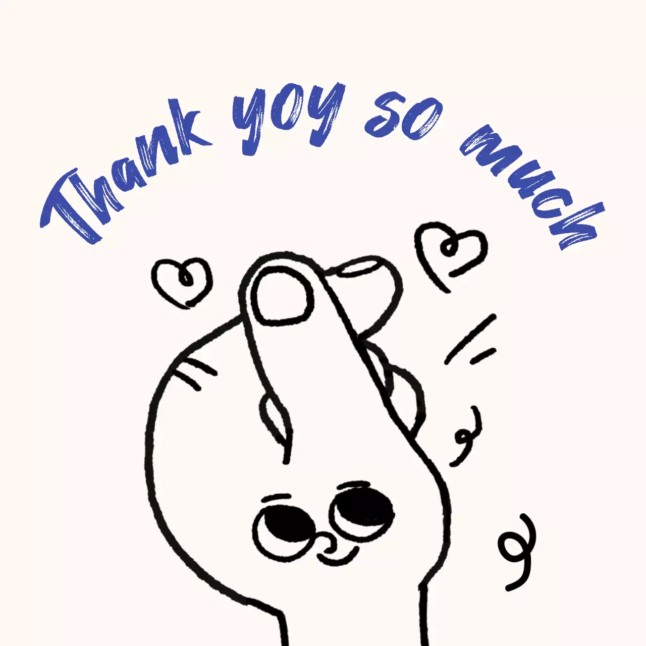 베이지 아기자기한 감사 스티커