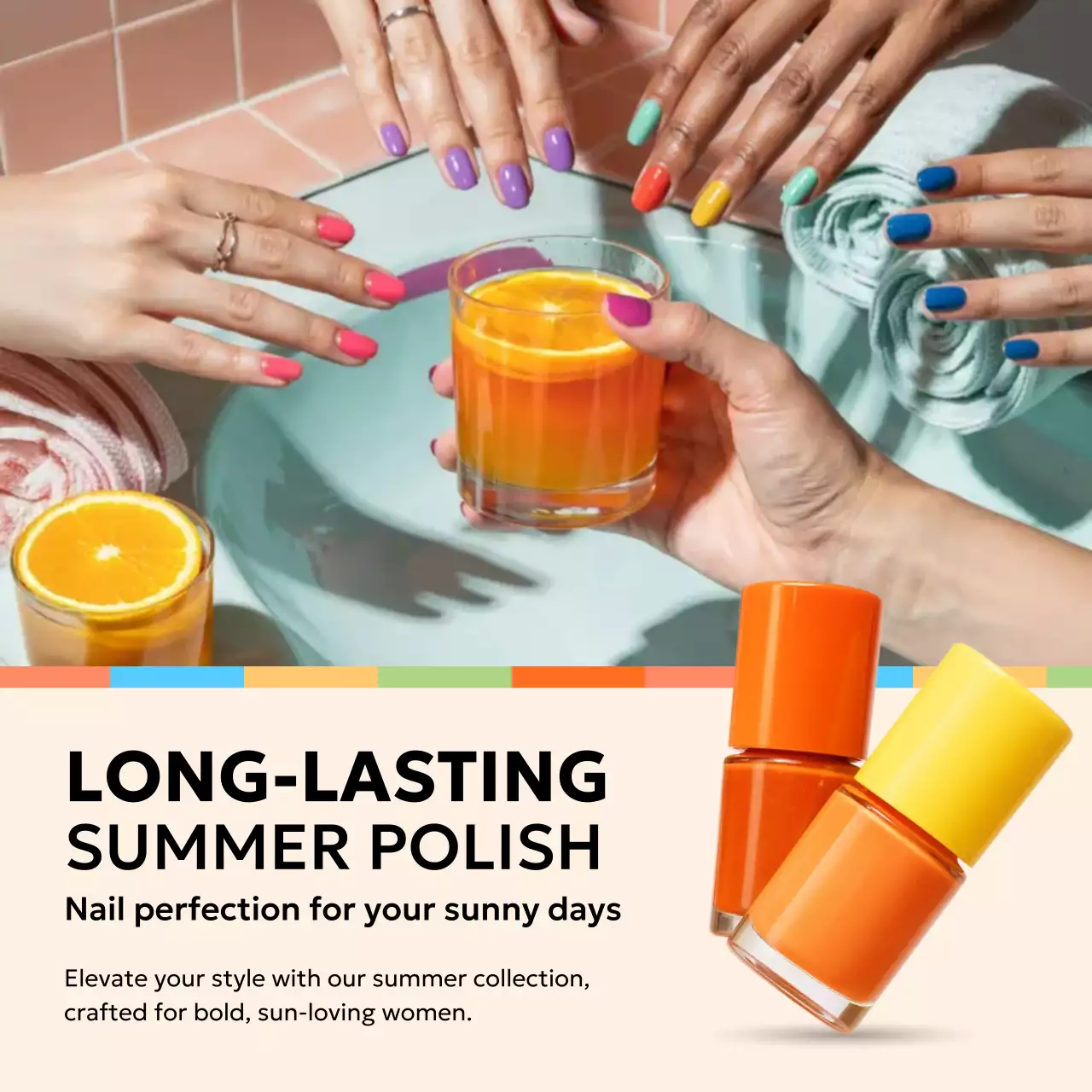 Colorful Trendy Nail Advertisement Instagram Post