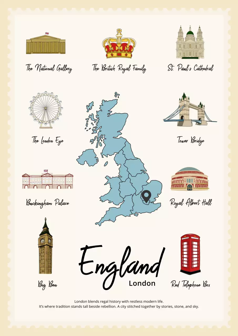 베이지 빈티지 여행 포스터