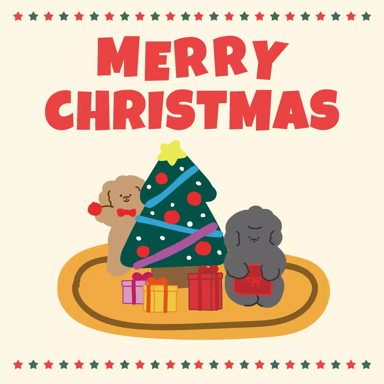 베이지 아기자기한 크리스마스 카드