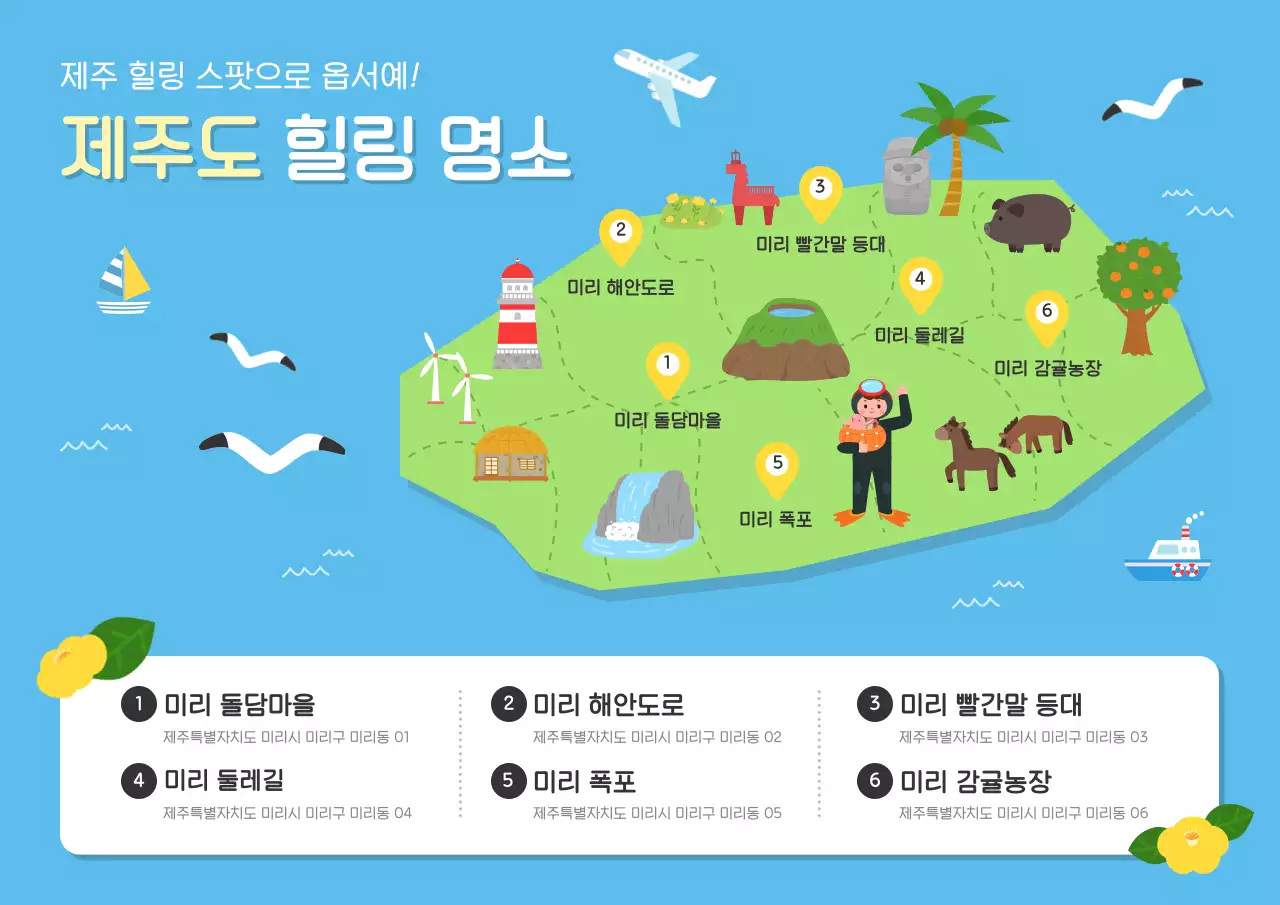 하늘색 아기자기한 여행 안내