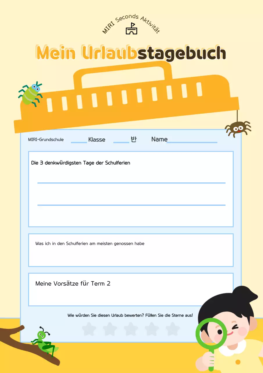 Gelbes Baby-Ferientagebuch