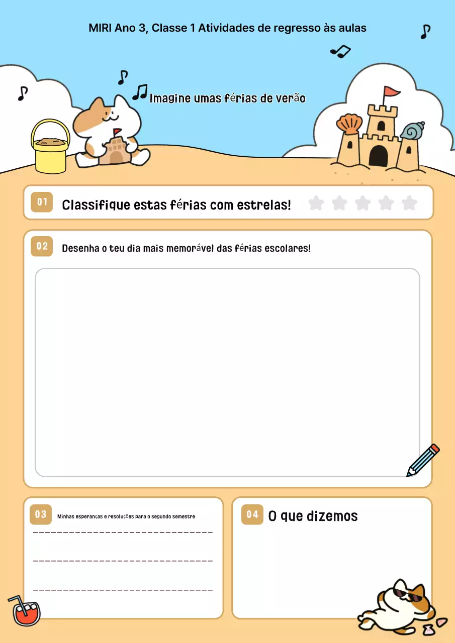 Materiais educativos para as férias de verão do bebê azul-celeste