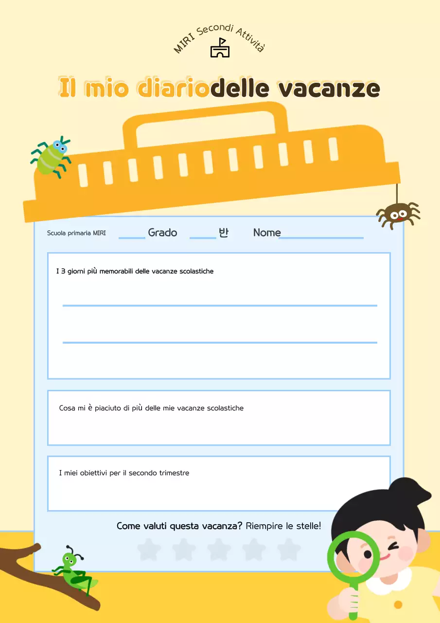 Diario delle vacanze del bambino giallo