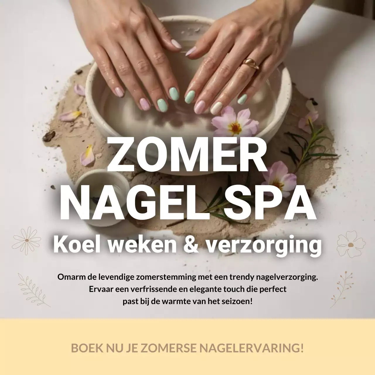 Beige Elegante Nagel Spa Advertentie Social Media Vierkant