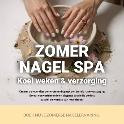 Beige Elegante Nagel Spa Advertentie Social Media Vierkant