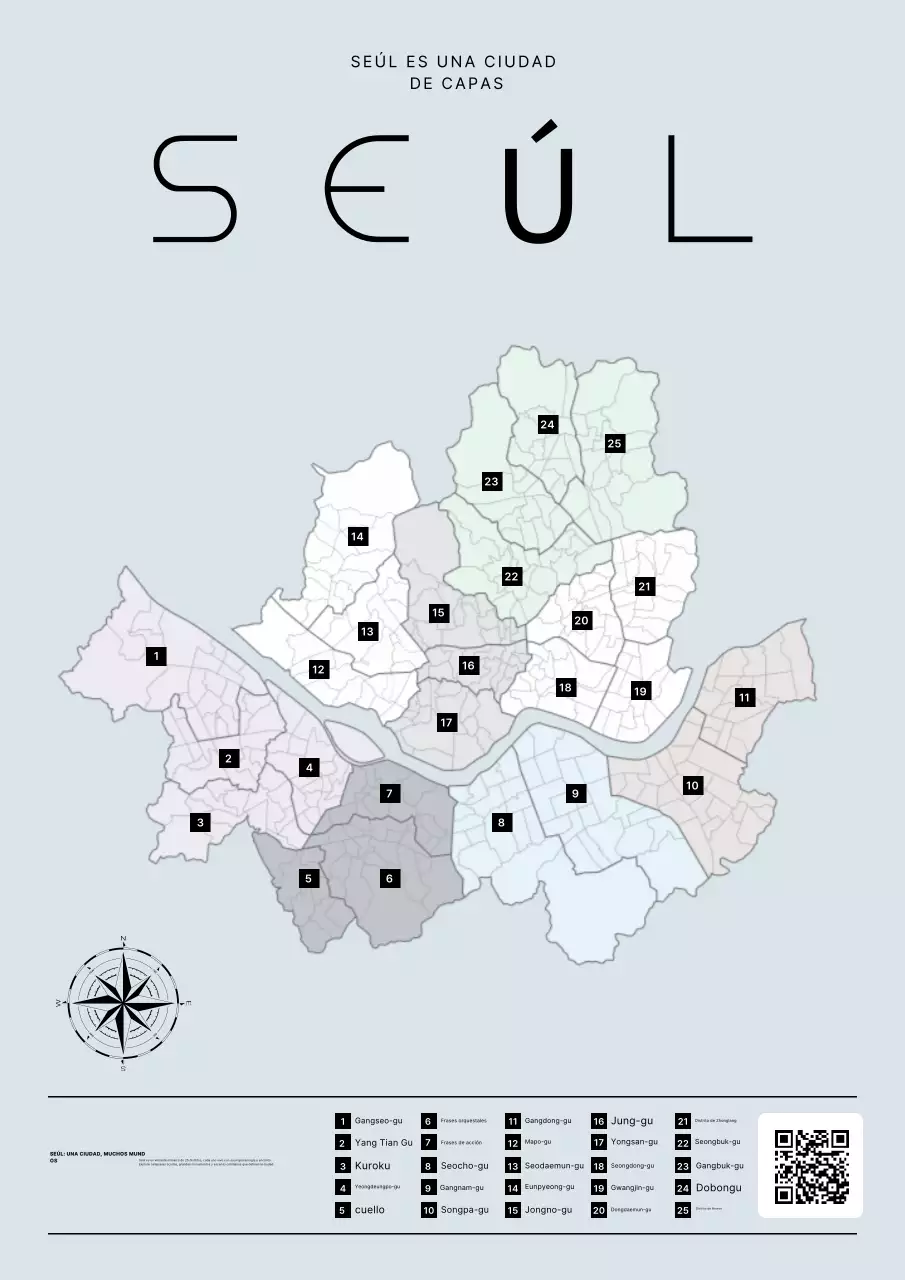 Póster de mapa moderno gris