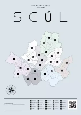 Póster de mapa moderno gris