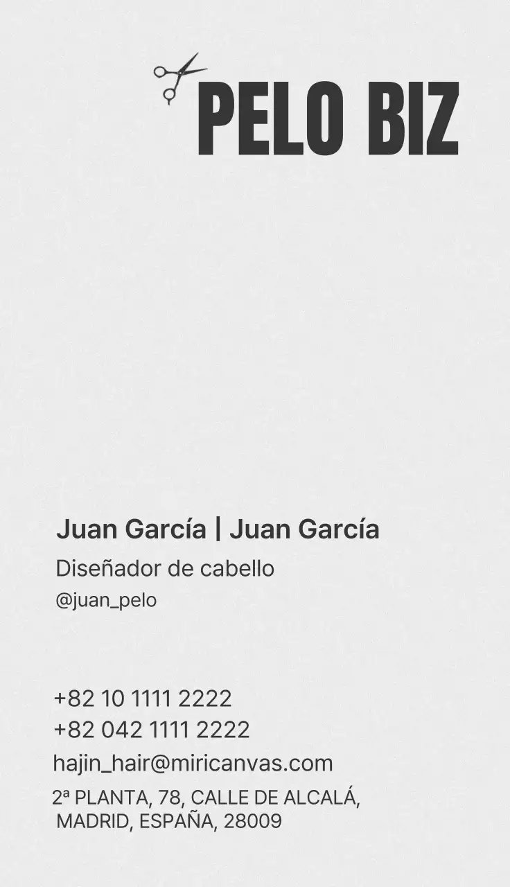 Anuncio de peluquería minimalista en blanco