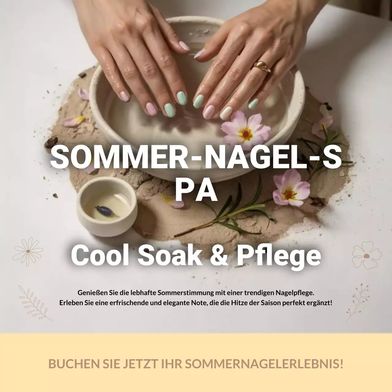 Beige Elegante Nail Spa Werbung Social Media Square