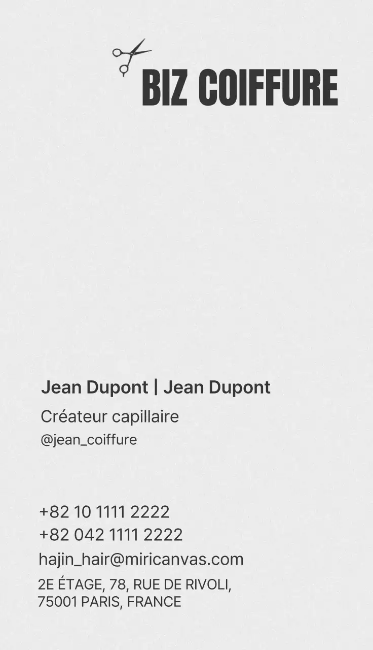 Publicité minimaliste blanche pour un salon de coiffure