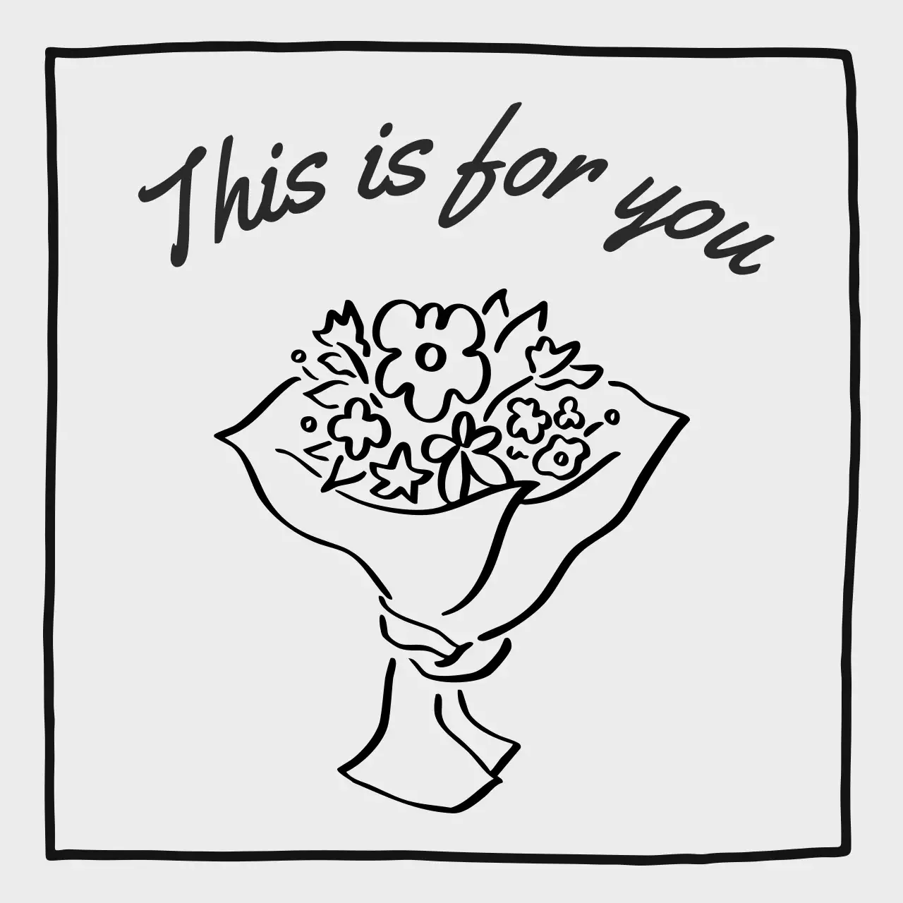 Nhãn dán cảm ơn bó hoa quà tặng đơn giản màu xám