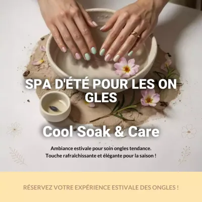 Publicité élégante pour un spa à ongles beige sur les réseaux sociaux