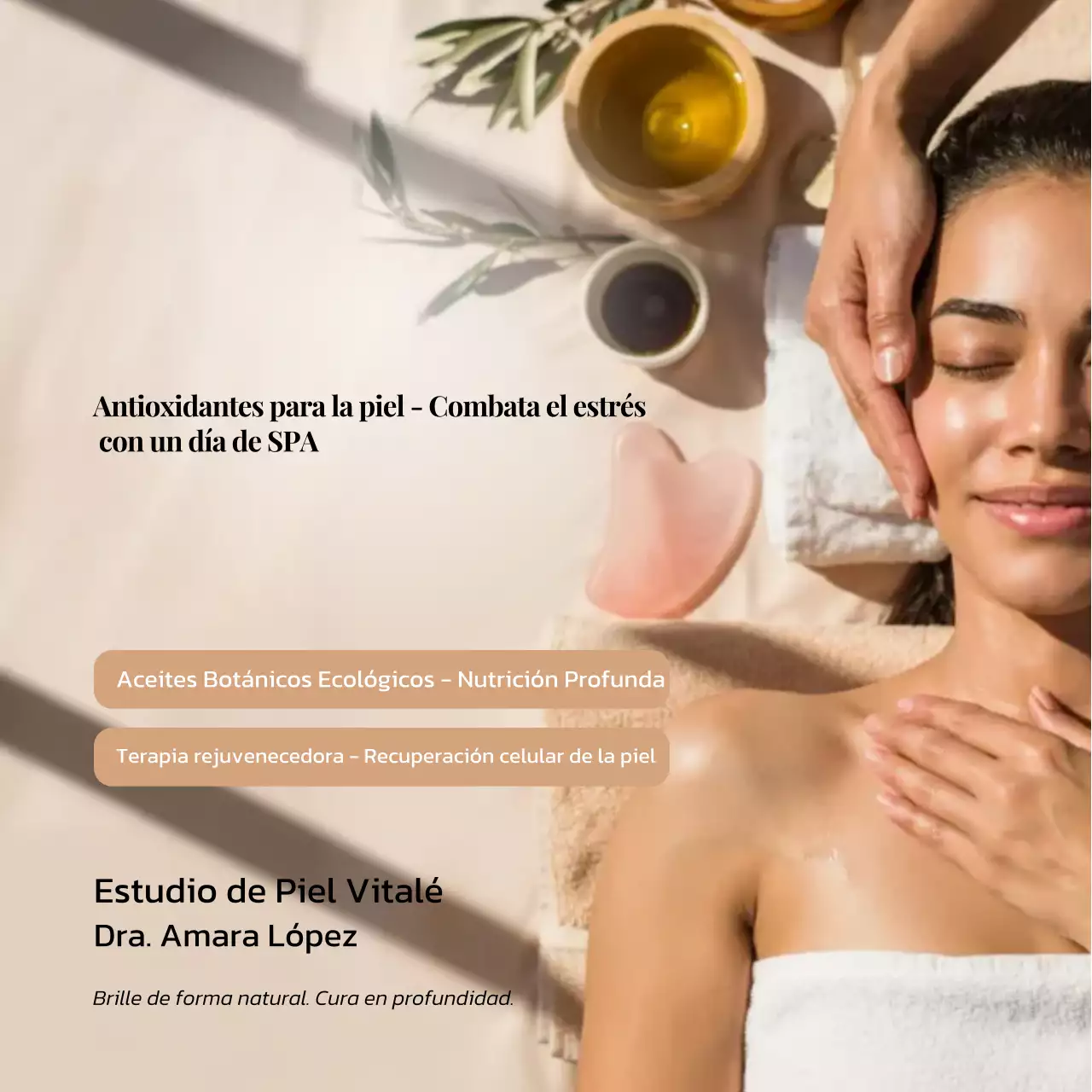 Publicidad elegante de cuidado de la piel en beige en redes sociales