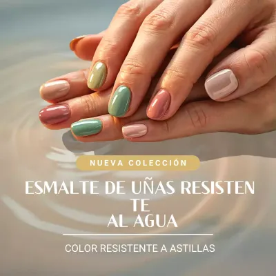 Promoción de uñas modernas y coloridas en redes sociales