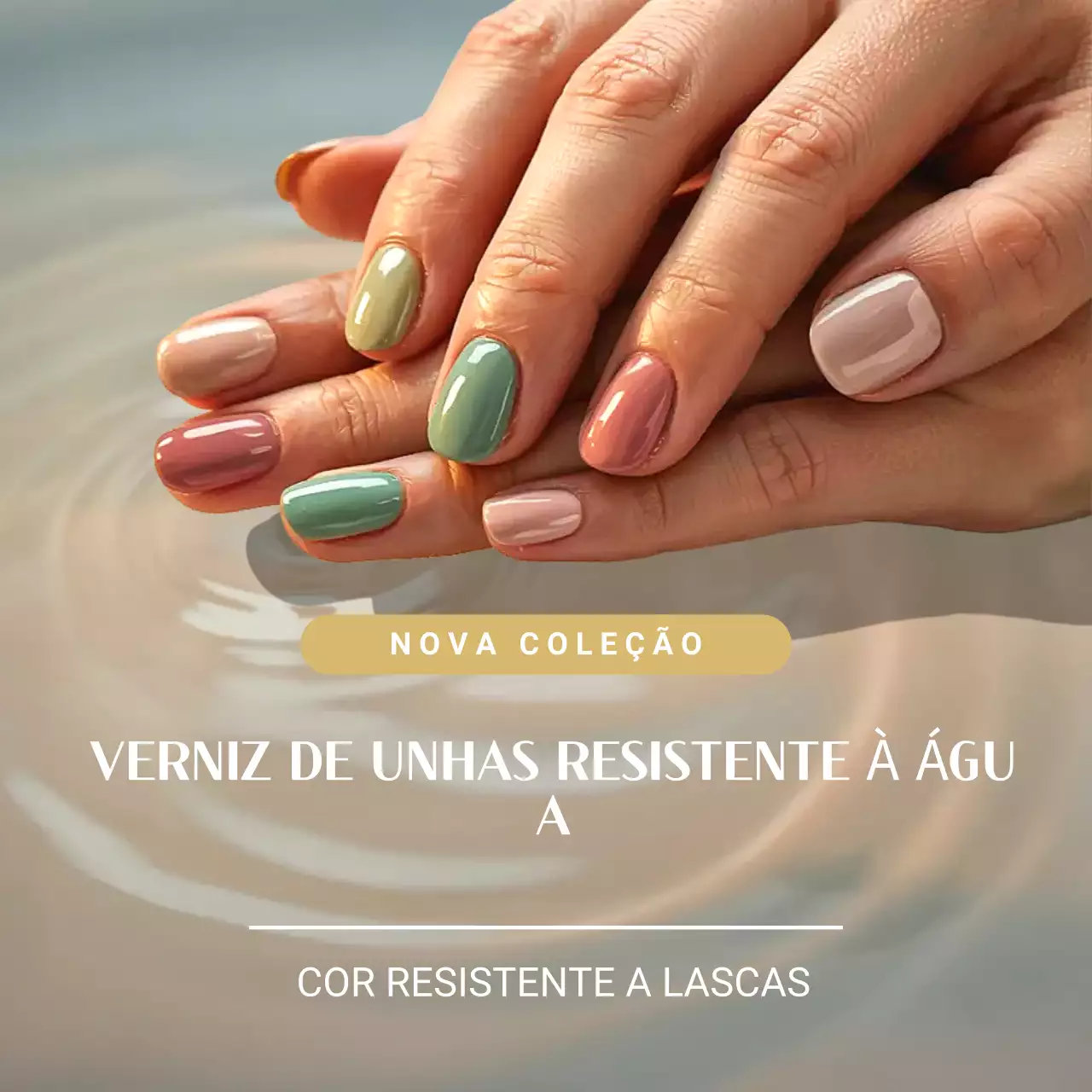 Promoção de unhas modernas coloridas em mídias sociais