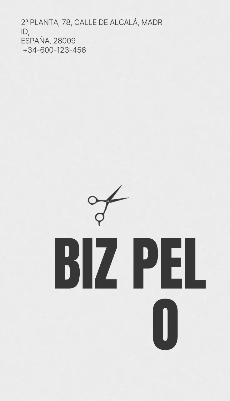 Anuncio de peluquería minimalista en blanco