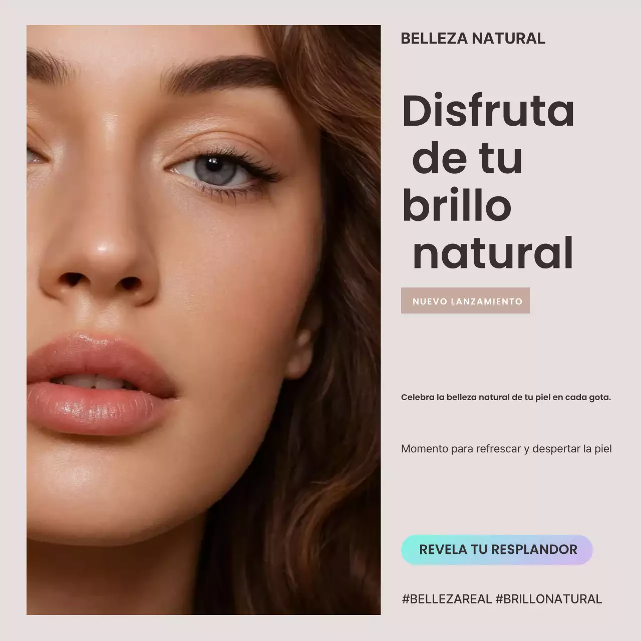 Cuadrados para redes sociales que promocionan el cuidado de la piel moderno en beige