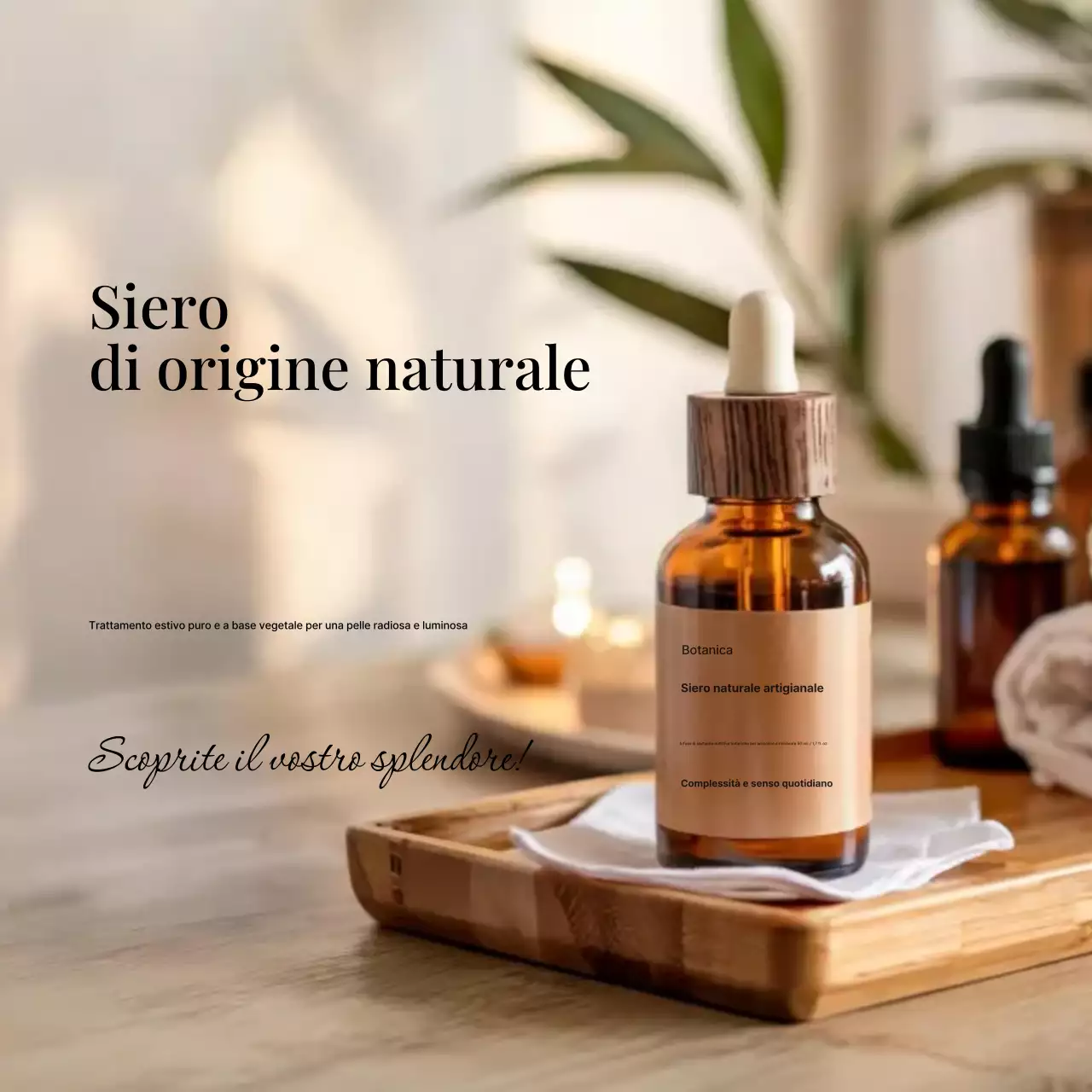 Promozione della cura della pelle naturale marrone sui social media quadrati