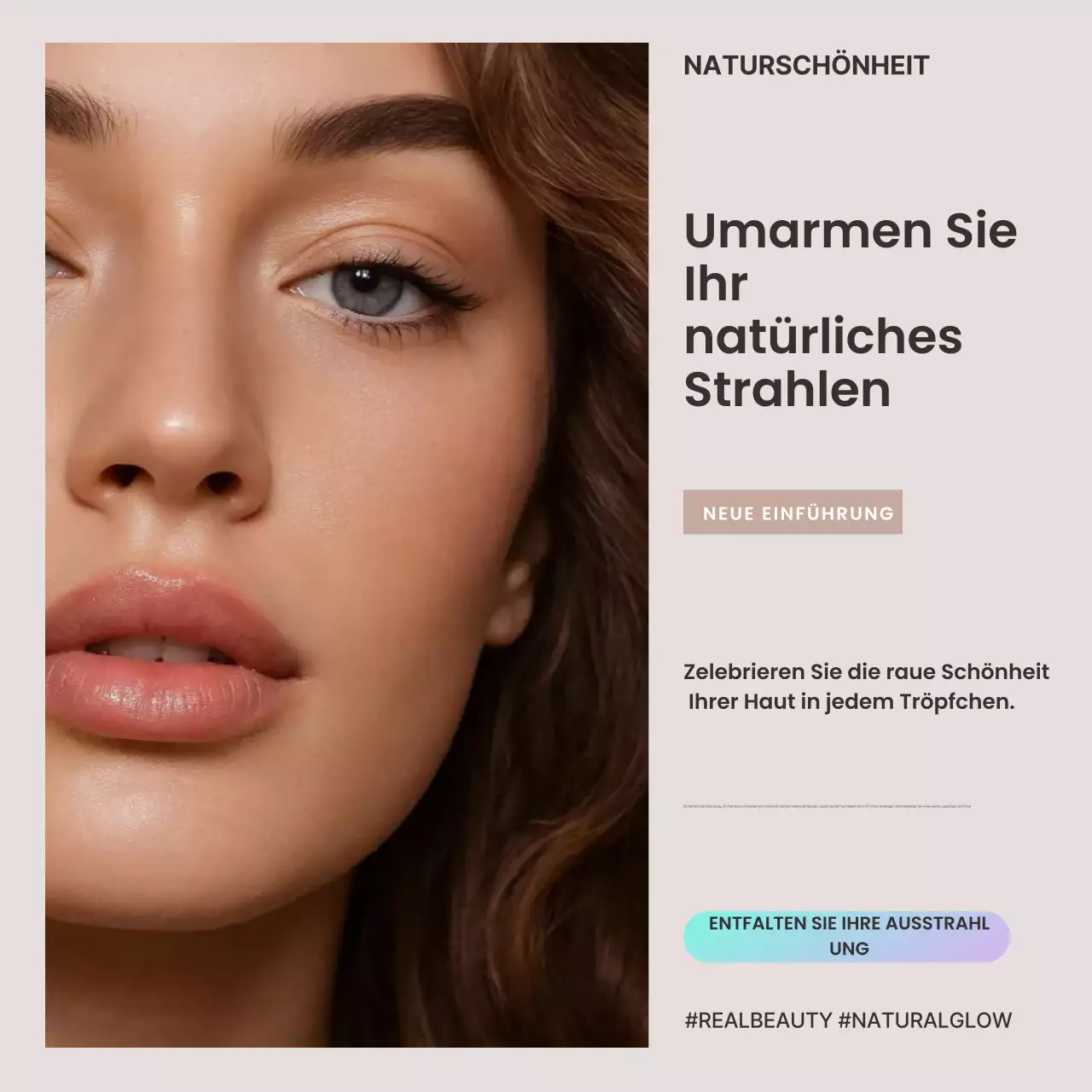 Beigefarbene Social-Media-Quadrate für moderne Hautpflege